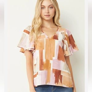 Entro Taupe Print Top